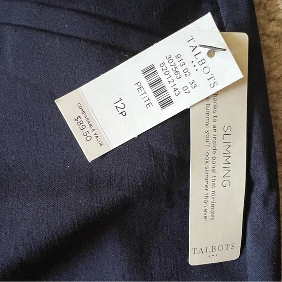 NEW Talbots Slimming Pull On Navy Pants size 12P - Picture 6 of 9